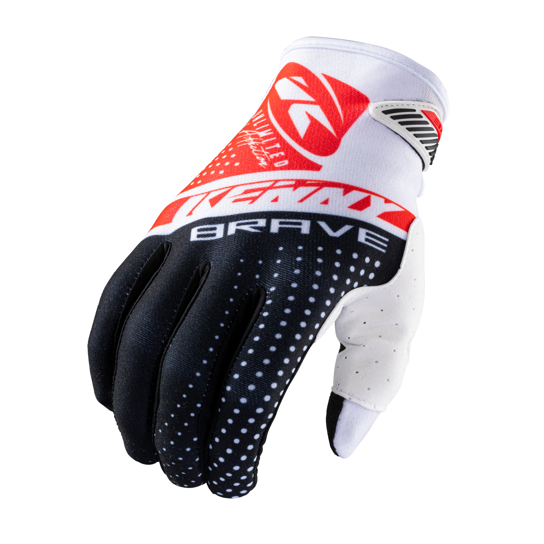 Gants cross BRAVE KENNY Noir/Blanc/Rouge - , Gants Cross
